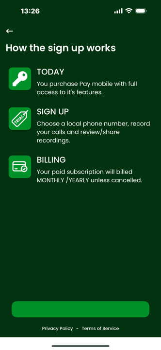 PayMobile sign up screen