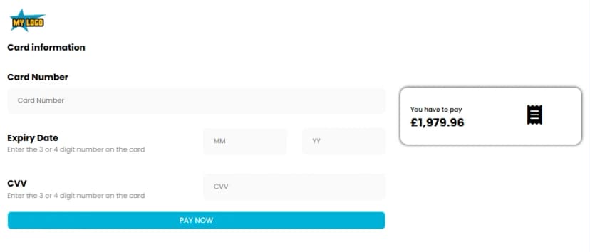 Web checkout template 3 — customisable payment form design